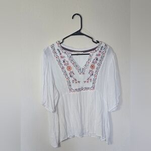 Westbound Embroidered Boho Blouse Floral Peasant Top Cottagecore Size XL